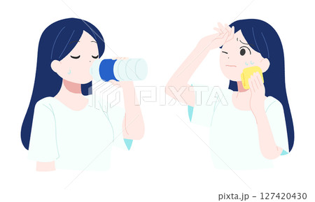 熱中症対策 女性 127420430