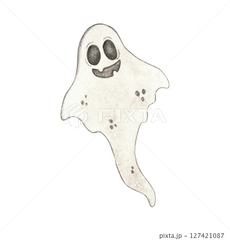Funny ghost, white, made of fabric, for Halloween party decoration 127421087