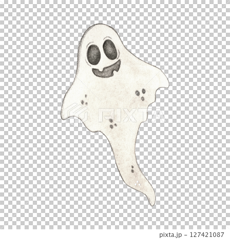 Funny ghost, white, made of fabric, for Halloween party decoration 127421087