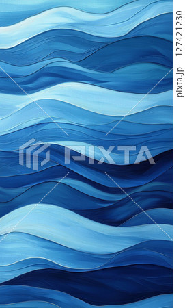 縦型の青い波レイヤーが重なる背景素材 127421230