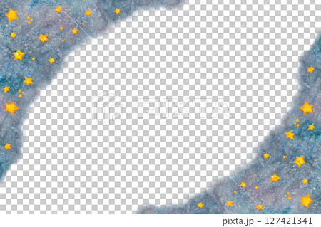 Frame of stars and outer space, hand drawn watercolor illustration, cartoon. Space, outer space, stars, constellations, astronomy, april 12, birthday, planet 127421341