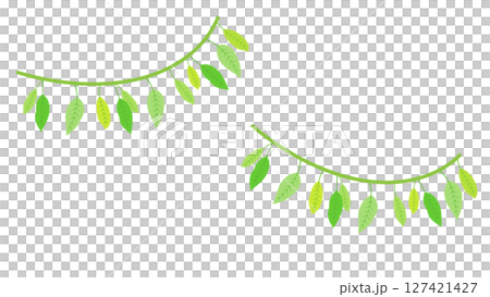 Garland green leaves simple illustration material white background vector png 127421427