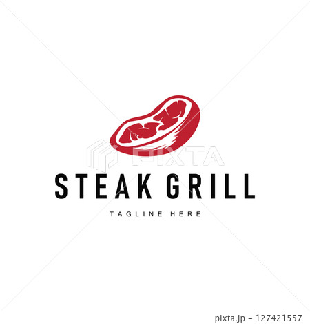 steak logo design concept steak meat bbq simple illustration symbol template food meat delicious brand product cafe and restaurant business steak logo design concept steak meat bbq simple illustration symbol template food meat delicious brand product cafe and restaurant business 127421557