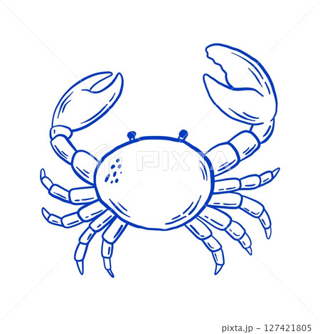Hand drawn crab vector illustration. Doodle seafood isolated on white background. La dolce vita Italy retro style Hand drawn crab vector illustration. Doodle seafood isolated on white background. La dolce vita Italy retro style 127421805