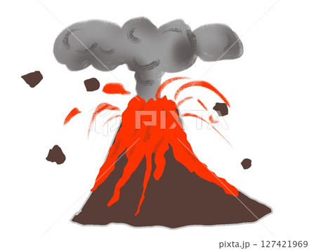 噴火する山のイラスト 噴火する山のイラスト 127421969