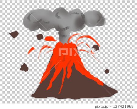 噴火する山のイラスト 噴火する山のイラスト 127421969