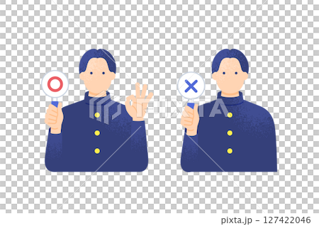 学ランを着た男の子ベクター素材 OK・NG・正解・不正解を示すシンプルなイラスト 127422046