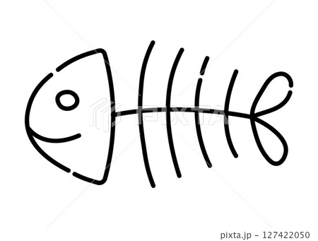 Eaten fish black and white vector line icon 127422050