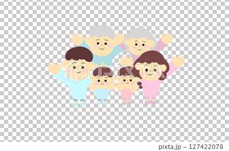 一個快樂的家庭伸出雙臂 127422078