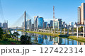 Urban cityscape with a cable-stayed bridge in Sao Paulo city. 127422314