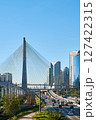 Cityscape with cable-stayed bridge, and city traffic in Sao Paulo city. 127422315