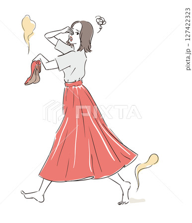 パンプスの臭いに困る可愛い女性 127422323