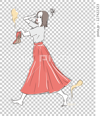 パンプスの臭いに困る可愛い女性 127422323