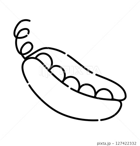 Green pea black and white vector line icon Green pea black and white vector line icon 127422332