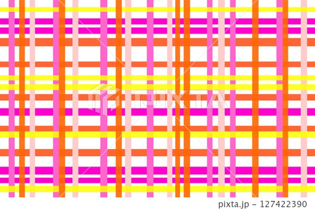 格子模様 オレンジ色 ピンク 黄色 格子模様 オレンジ色 ピンク 黄色 127422390