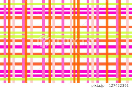 格子模様 オレンジ色 ピンク グリーン 格子模様 オレンジ色 ピンク グリーン 127422391