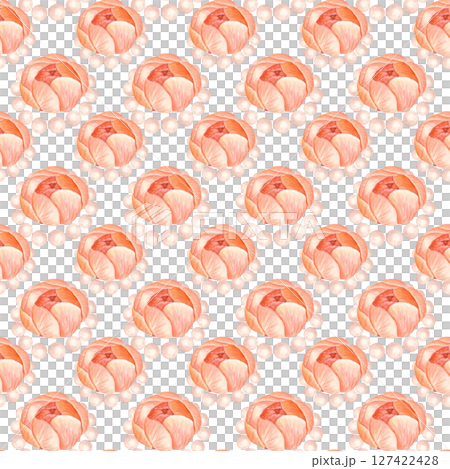 Pink peony flowers surrounded by pearls elegant repeating design, watercolor seamless pattern isolated on white background. Perfect for fabric prints, wedding decor, feminine branding, packaging. Rose Pink peony flowers surrounded by pearls elegant repeating design, watercolor seamless pattern isolated on white background. Perfect for fabric prints, wedding decor, feminine branding, packaging. Rose 127422428