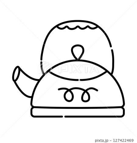 Kettle black and white vector line icon 127422469