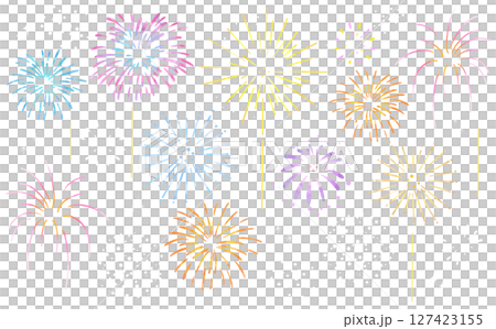 Colorful fireworks vector illustration set watercolor 127423155