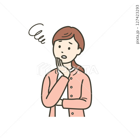 悩む成人女性の上半身イラスト 127423293