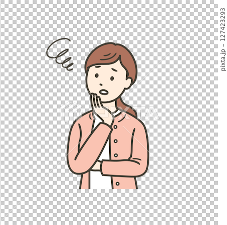 悩む成人女性の上半身イラスト 127423293