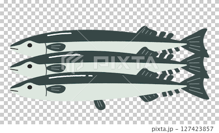 三尾秋刀魚的簡單圖示 127423857
