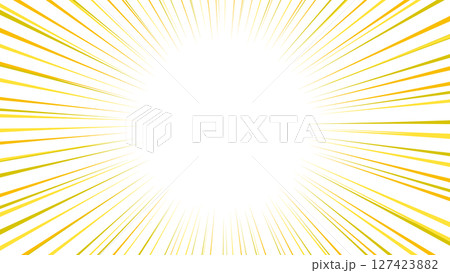 ペンタッチのサンバースト集中線背景/黄色02 127423882