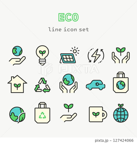 Eco Friendly Line Icons for Sustainability and Green Living Eco Friendly Line Icons for Sustainability and Green Living 127424066