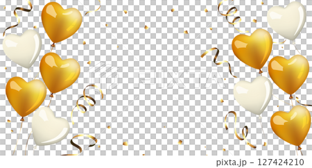 Heart balloons and confetti vector design background 127424210