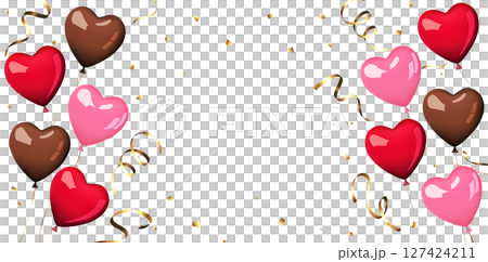 Heart balloons and confetti vector design background 127424211