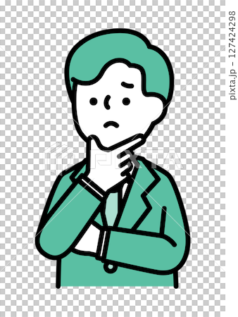 向量圖的一名男子帶著困擾的表情和姿勢 向量圖的一名男子帶著困擾的表情和姿勢 127424298