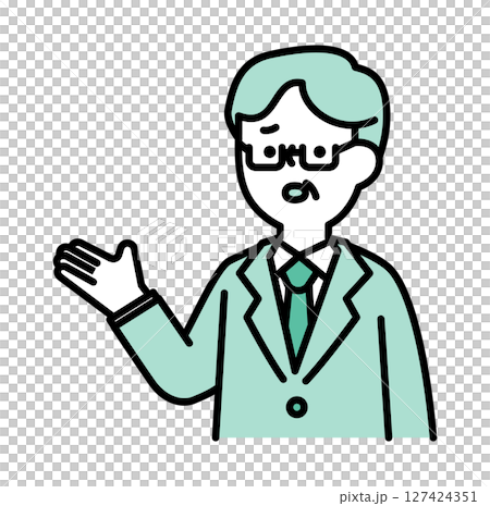 Vector illustration of a senior male business person in a suit who is worried 127424351