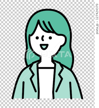Simple illustration of a smiling woman in a business suit Simple illustration of a smiling woman in a business suit 127424370