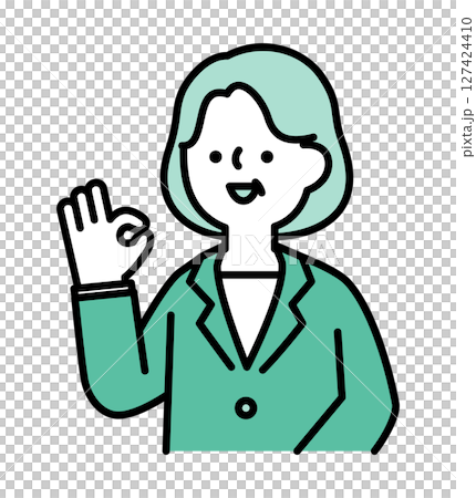 笑顔でポジティブなポーズをとるスーツのビジネスパーソンのミドル・シニア世代女性のベクターイラスト 笑顔でポジティブなポーズをとるスーツのビジネスパーソンのミドル・シニア世代女性のベクターイラスト 127424410