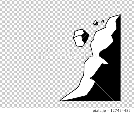 山體滑坡（落石）的簡單黑白插圖 127424485