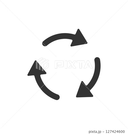 3つの矢印で構成されたサイクルアイコン(循環・プロセス・ループ)ベクター モノクロ 3つの矢印で構成されたサイクルアイコン(循環・プロセス・ループ)ベクター モノクロ 127424600