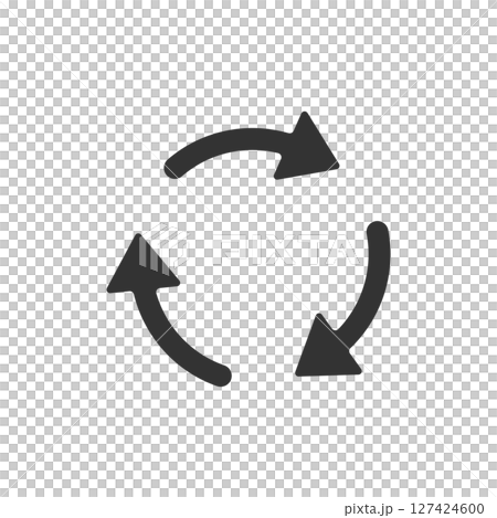 3つの矢印で構成されたサイクルアイコン(循環・プロセス・ループ)ベクター モノクロ 3つの矢印で構成されたサイクルアイコン(循環・プロセス・ループ)ベクター モノクロ 127424600