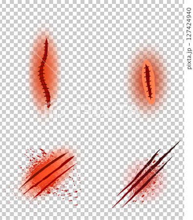 傷・ダメージのテクスチャイラストセット素材 127424940