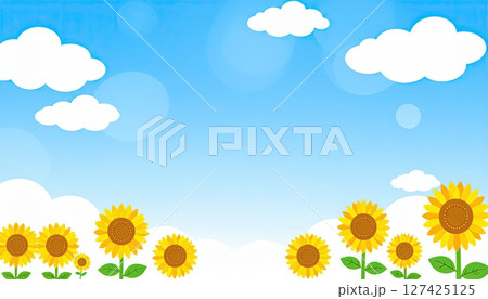 《AI画像》真夏の青空と向日葵 127425125