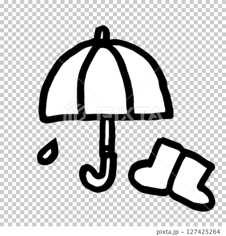 長靴と傘手書きイラスト 長靴と傘手書きイラスト 127425264