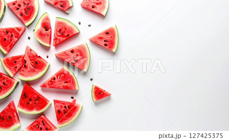 《AI画像》白背景とスイカ 《AI画像》白背景とスイカ 127425375