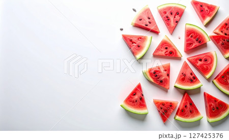 《AI画像》白背景とスイカ 《AI画像》白背景とスイカ 127425376