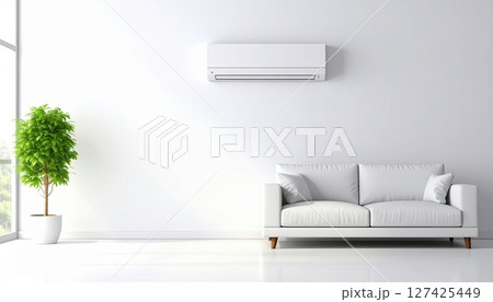《AI画像》エアコンの設置された白い部屋 127425449