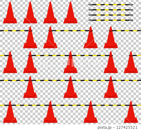 Red pylon and cone bar Scotch cone linked set 127425521