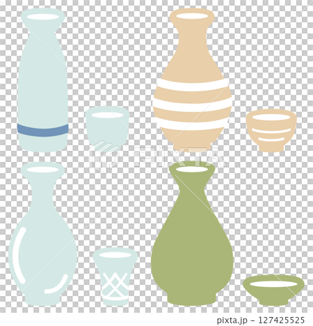 徳利とおちょこイラストセット 徳利とおちょこイラストセット 127425525