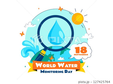 World Water Monitoring Day Vector Illustration with Droplets and Planet Earth for Awareness and Protection of Water Resources in a Background World Water Monitoring Day Vector Illustration with Droplets and Planet Earth for Awareness and Protection of Water Resources in a Background 127425764