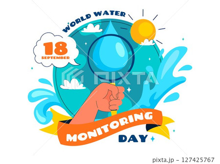 World Water Monitoring Day Vector Illustration with Droplets and Planet Earth for Awareness and Protection of Water Resources in a Background World Water Monitoring Day Vector Illustration with Droplets and Planet Earth for Awareness and Protection of Water Resources in a Background 127425767