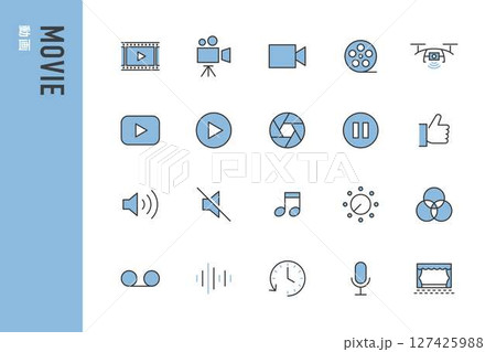 動画のラインアイコンセット 動画のラインアイコンセット 127425988