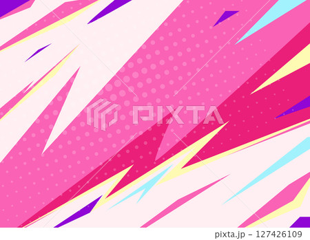 ピンクのダイナミック背景 ポップアート 鋭いライン イラスト 127426109