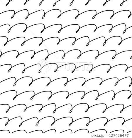 Seamless hand-drawn pattern of curved loops with teardrop-like ends, arranged diagonally in a flowing rhythm Seamless hand-drawn pattern of curved loops with teardrop-like ends, arranged diagonally in a flowing rhythm 127426477